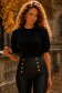 Bluza dama din tricot fin neagra cu un croi larg si nasturi decorativi aurii 1 - StarShinerS.ro