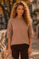 Bluza dama din tricot maro cu un croi larg si aplicatii cu pietre strass