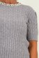 Bluza dama din tricot fin gri cu un croi larg accesorizata cu perle si pietre strass 3 - StarShinerS.ro