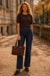 Bluza dama din tricot fin maro cu un croi larg accesorizata cu perle si pietre strass 2 - StarShinerS.ro