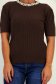 Bluza dama din tricot fin maro cu un croi larg accesorizata cu perle si pietre strass 4 - StarShinerS.ro