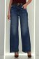 Blugi albastri Wide leg cu accesoriu tip curea si buzunare laterale 5 - StarShinerS.ro