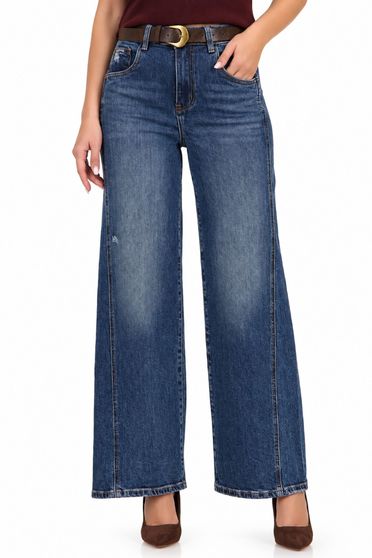 Blugi albastru din denim larg