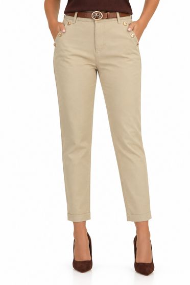 Blugi nude din denim lung skinny