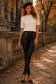 Pantaloni din piele ecologica negri conici cu nasturi decorativi aurii 1 - StarShinerS.ro