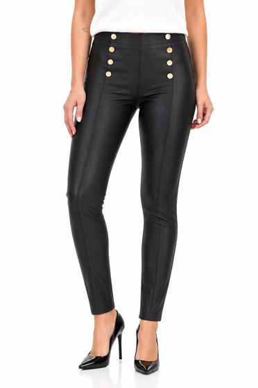 Pantaloni negru din materiale naturale conic