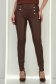 Pantaloni din piele ecologica maro conici cu nasturi decorativi aurii 2 - StarShinerS.ro