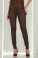 Pantaloni din piele ecologica maro conici cu nasturi decorativi aurii 4 - StarShinerS.ro