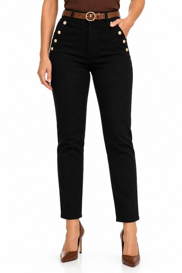 Blugi negru din denim lung skinny