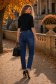 Blugi albastri skinny cu accesoriu tip curea 2 - StarShinerS.ro