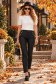 Pantaloni din piele ecologica negri conici cu aspect cerat 1 - StarShinerS.ro