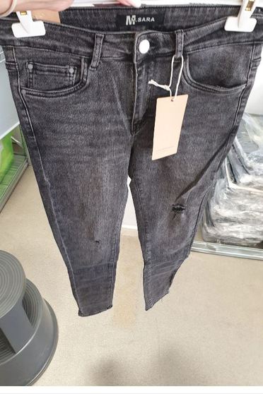 Blugi negri lungi skinny cu buzunare