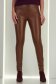 Colanti din piele ecologica maro lungi cu elastic in talie si buzunare frontale false 3 - StarShinerS.ro