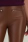 Colanti din piele ecologica maro lungi cu elastic in talie si buzunare frontale false 2 - StarShinerS.ro