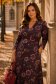 Rochie din modal visinie midi in clos cu imprimeu floral - StarShinerS 1 - StarShinerS.ro