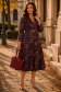 Rochie din modal visinie midi in clos cu imprimeu floral - StarShinerS 2 - StarShinerS.ro