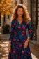 Rochie din modal bleumarin midi in clos cu imprimeu floral - StarShinerS 2 - StarShinerS.ro