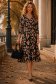 Rochie din modal neagra midi in clos cu imprimeu floral - StarShinerS 2 - StarShinerS.ro