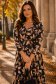 Rochie din modal neagra midi in clos cu imprimeu floral - StarShinerS 2 - StarShinerS.ro