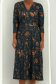 Rochie din modal verde-petrol midi in clos cu imprimeu floral - StarShinerS 4 - StarShinerS.ro