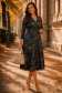 Rochie din modal verde-petrol midi in clos cu imprimeu floral - StarShinerS 1 - StarShinerS.ro