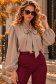 Bluza dama din viscoza bej cu un croi larg si guler tip esarfa - StarShinerS 1 - StarShinerS.ro