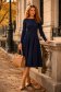 Rochie din jersey cu viscoza bleumarin midi in clos cu detalii frontale- StarShinerS 2 - StarShinerS.ro