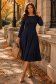 Rochie din jersey cu viscoza bleumarin midi in clos cu detalii frontale- StarShinerS 1 - StarShinerS.ro