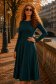 Rochie din jersey cu viscoza verde-petrol midi in clos cu detalii frontale- StarShinerS 1 - StarShinerS.ro