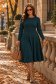 Rochie din jersey cu viscoza verde-petrol midi in clos cu detalii frontale- StarShinerS 1 - StarShinerS.ro