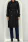 Trench din fas negru cu un croi drept accesorizat cu cordon 3 - StarShinerS.ro
