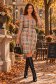 Rochie in carouri midi tip creion cu accesoriu tip curea - StarShinerS 1 - StarShinerS.ro