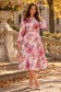 Rochie roz midi in clos accesorizata cu brosa florala si curea - StarShinerS 1 - StarShinerS.ro