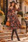Rochie maro midi in clos accesorizata cu brosa florala si curea - StarShinerS 2 - StarShinerS.ro