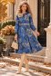 Rochie albastra midi in clos accesorizata cu brosa florala si curea - StarShinerS 1 - StarShinerS.ro