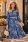 Rochie albastra midi in clos accesorizata cu brosa florala si curea - StarShinerS 3 - StarShinerS.ro