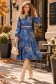 Rochie albastra midi in clos accesorizata cu brosa florala si curea - StarShinerS 2 - StarShinerS.ro