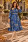 Rochie albastra midi in clos accesorizata cu brosa florala si curea - StarShinerS 1 - StarShinerS.ro