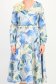 Rochie albastra-deschis midi cu imprimeu in clos cu brosa florala si curea - StarShinerS 5 - StarShinerS.ro