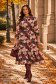 Rochie din voal visinie midi in clos cu elastic in talie si curea detasabila - StarShinerS 1 - StarShinerS.ro