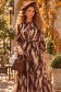 Rochie din voal maro midi in clos cu elastic in talie si curea detasabila - StarShinerS 1 - StarShinerS.ro