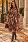 Rochie din voal maro midi in clos cu elastic in talie si curea detasabila - StarShinerS 1 - StarShinerS.ro