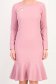 Rochie roz pudra până la genunchi tip creion accesorizata cu brosa - StarShinerS 2 - StarShinerS.ro