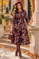 Rochie din jersey visinie midi in clos imprimata - StarShinerS 1 - StarShinerS.ro