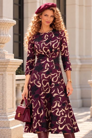 Rochie visinie abstract din jersey midi clos