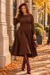 Rochie din jersey cu viscoza maro midi in clos cu detalii frontale- StarShinerS 1 - StarShinerS.ro