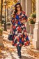 Rochie caramizie midi in clos imprimata cu decolteu petrecut- StarShinerS 1 - StarShinerS.ro
