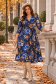 Rochie bleumarin midi in clos imprimata cu decolteu petrecut- StarShinerS 1 - StarShinerS.ro