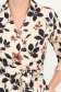 Rochie crem midi in clos imprimata cu decolteu petrecut- StarShinerS 3 - StarShinerS.ro
