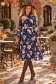 Rochie bleumarin midi in clos imprimata floral - StarShinerS 2 - StarShinerS.ro